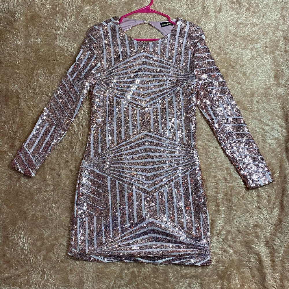 Bee Free - Pink Backless Sequin Dress Size Small